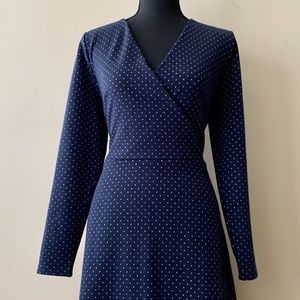 ANN TAYLOR LOFT Navy Blue Polka Dot Dress